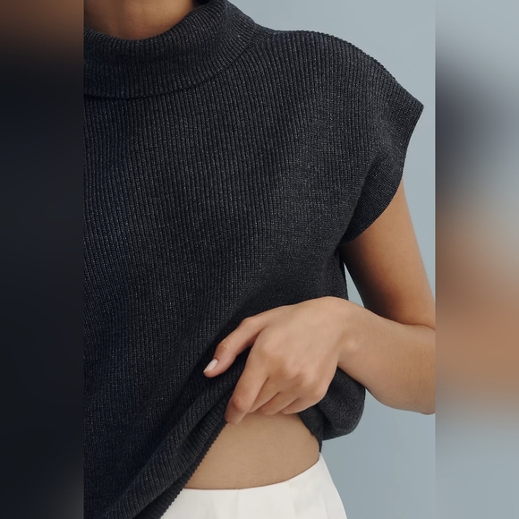 Anthropologie Maeve Mock-Neck Muscle Sweater Vest - Picture 3 of 11